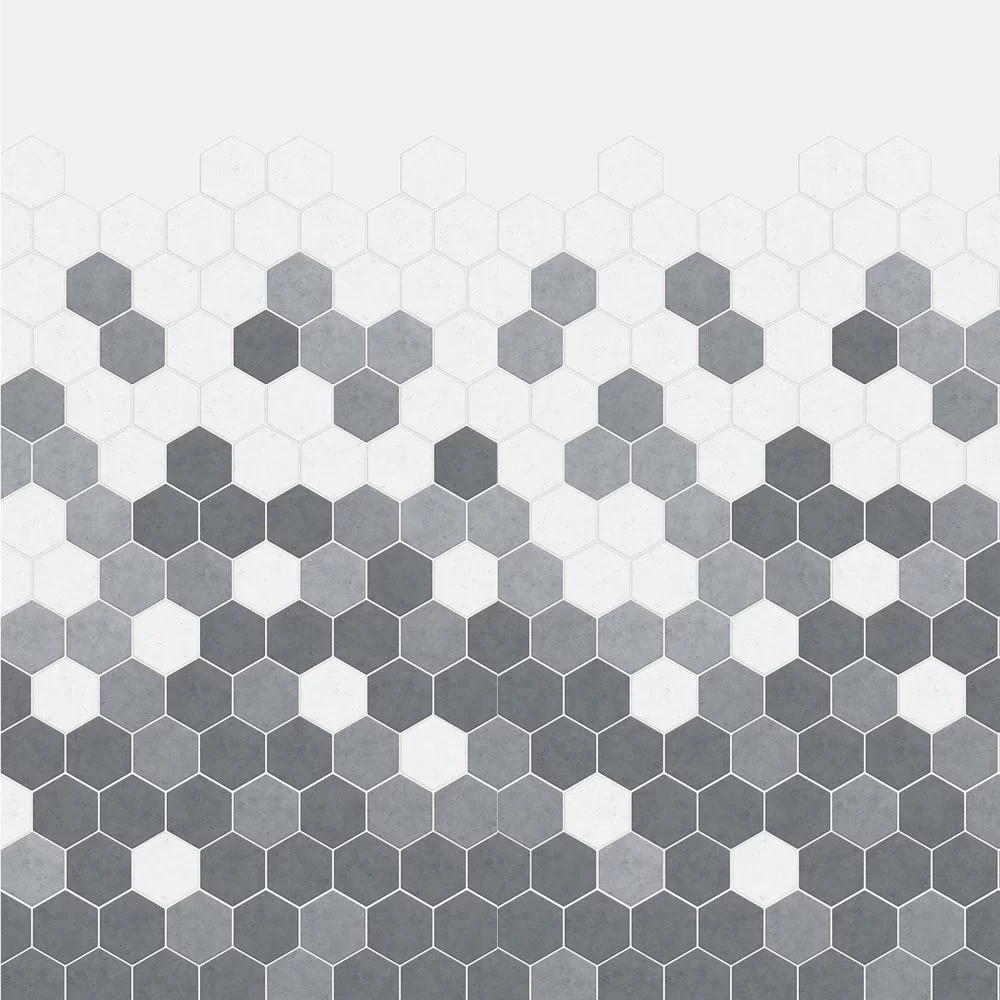 Kinewall Grey Monochrome Hexagon Shower Panel 1250 x 2500mm
