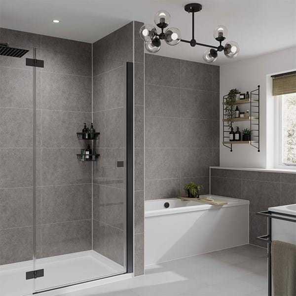 Multipanel Grey Mineral Large Tile Effect Shower Board
