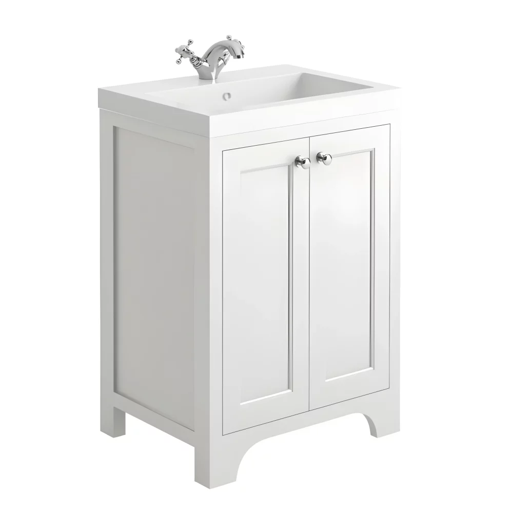 Harrogate Brunswick 600 Traditional White Vanity Unit