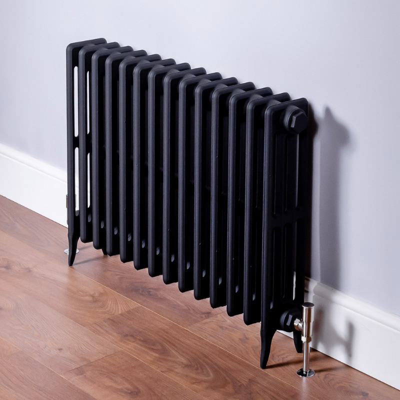 DQ Hawkshaw 460 x 665mm Black Primer 4 Column Cast Iron Radiator