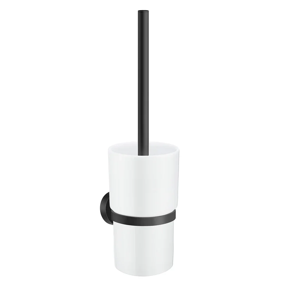 Smedbo Home Matt Black Toilet Brush with Ceramic Holder