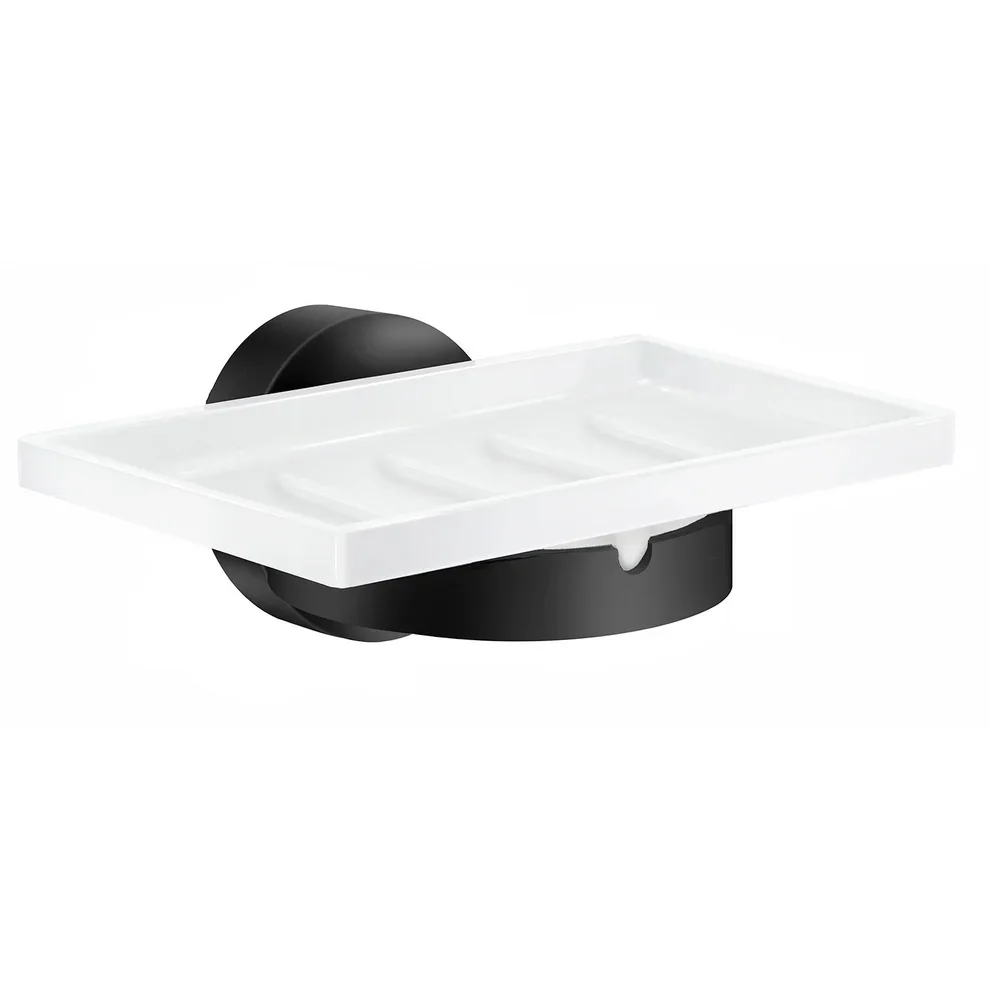 Smedbo Home Porcelain Soap Dish with Matt Black Holder