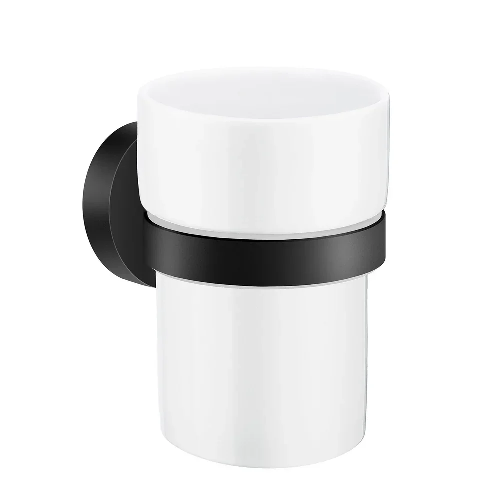 Smedbo Home Porcelain Tumbler with Matt Black Holder