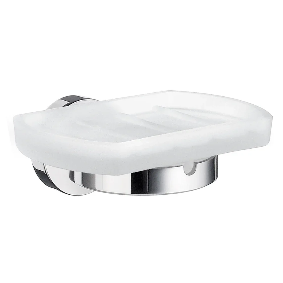 Smedbo Home Frosted Glass Soap Dish with Chrome Holder