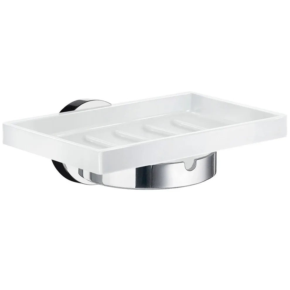 Smedbo Home Porcelain Soap Dish with Polished Chrome Holder