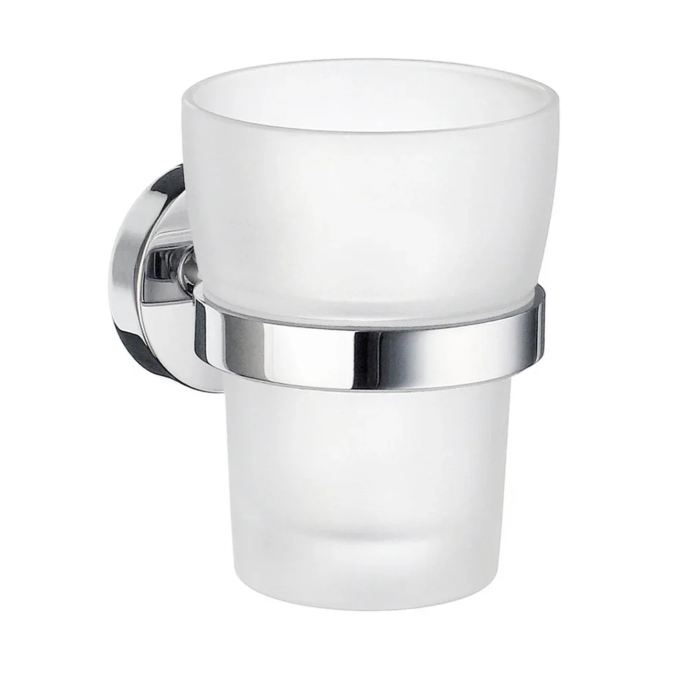 Smedbo Home Frosted Glass Tumbler with Chrome Holder