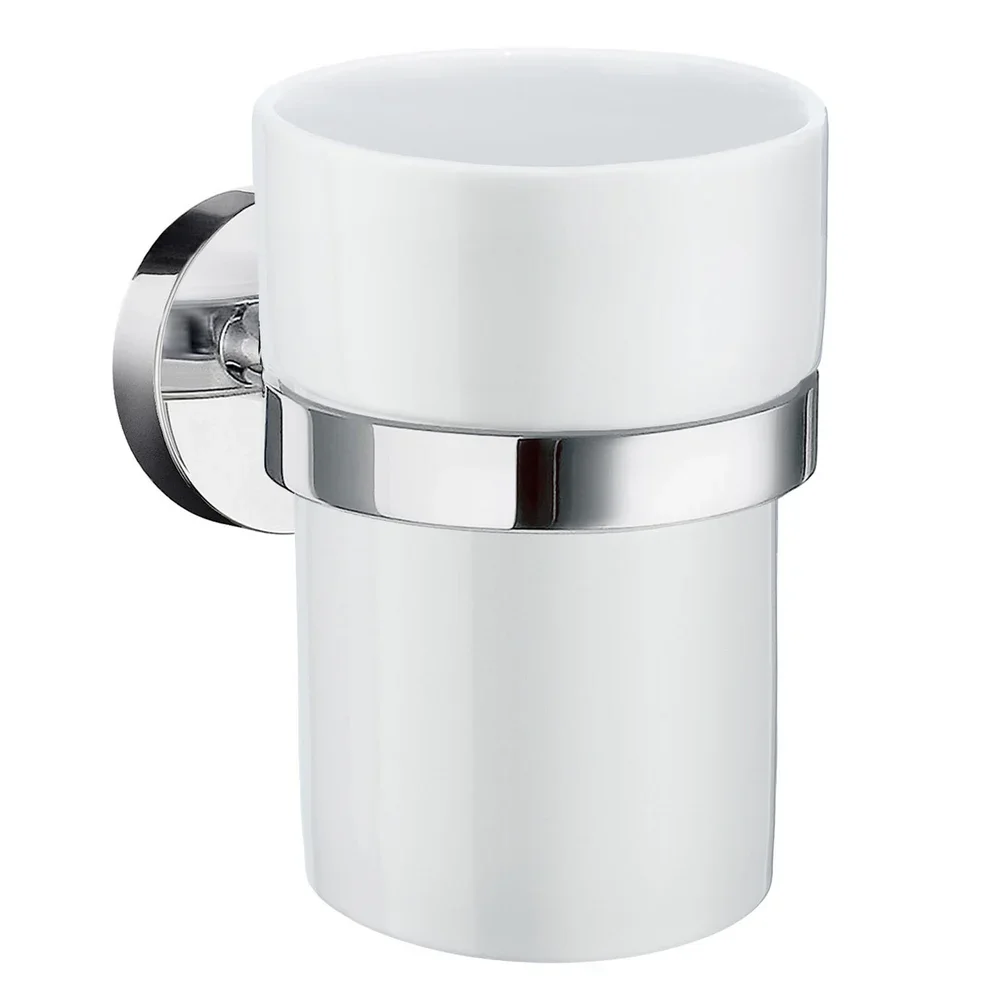 Smedbo Home Porcelain Tumbler with Chrome Holder