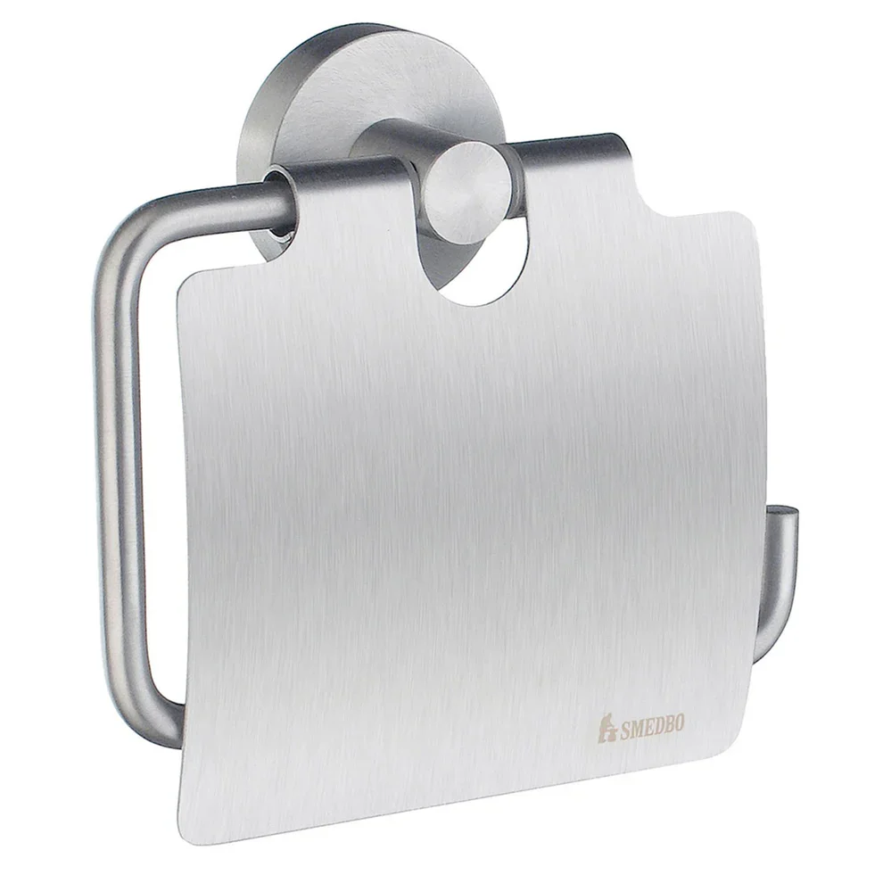 Smedbo Home Brushed Chrome Toilet Roll Holder with Cover