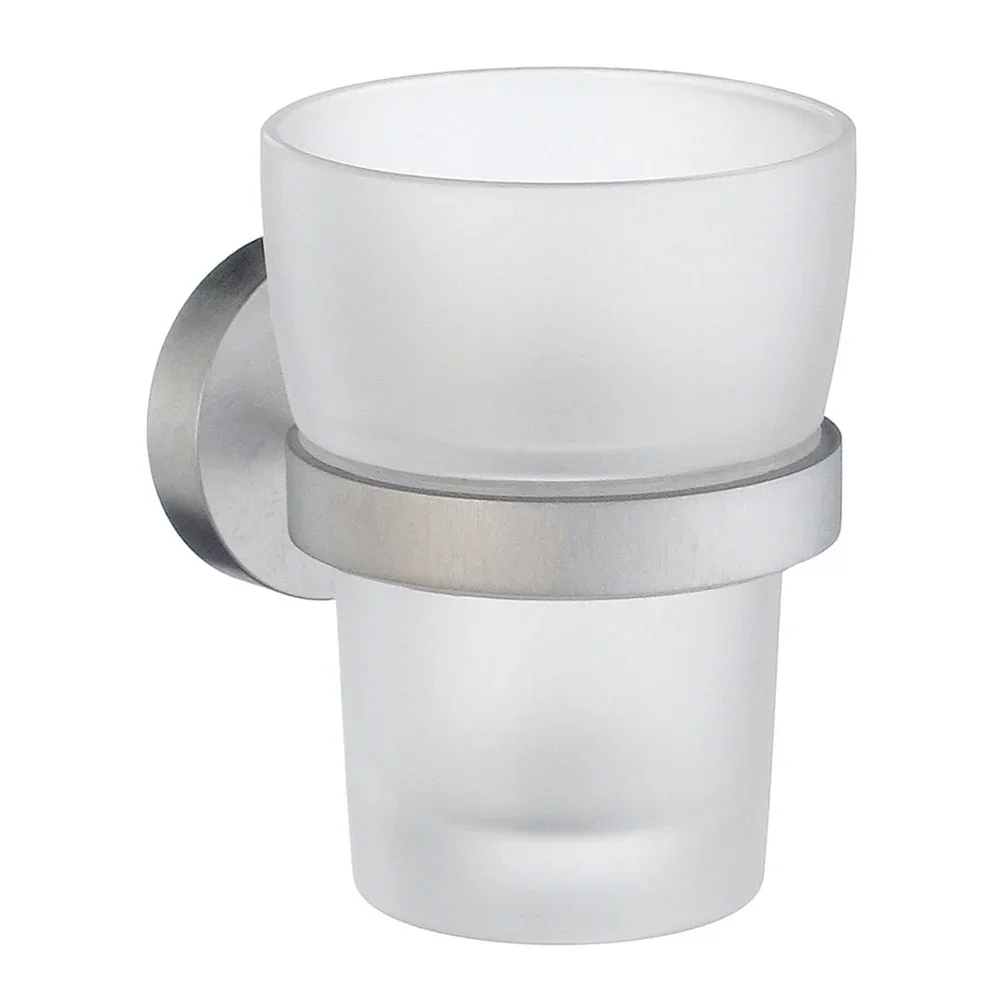 Smedbo Home Frosted Glass Tumbler with Brushed Chrome Holder