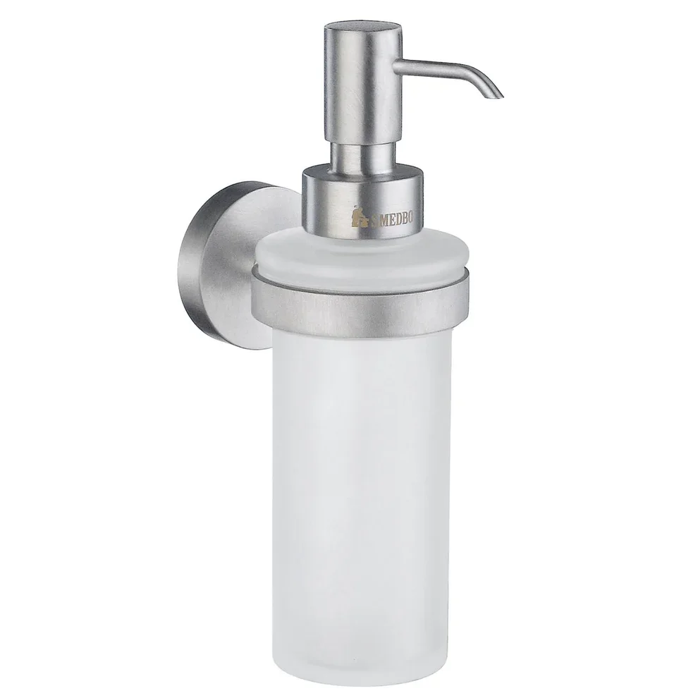 Smedbo Home Brushed Chrome and Frosted Glass Tall Soap Dispenser