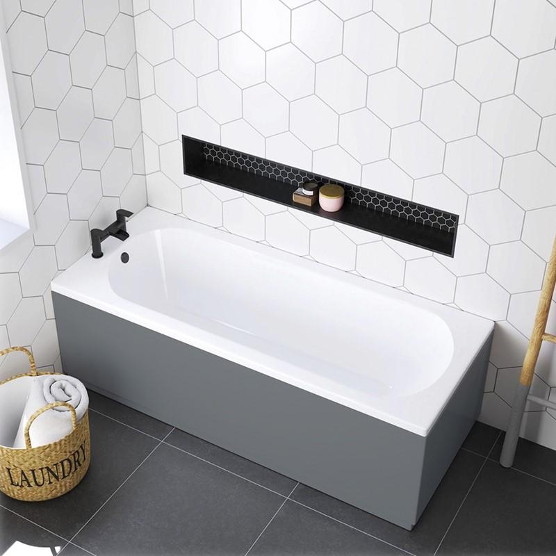 HaLite 1700mm Solid & Waterproof Bath Front Panel in Gloss Grey