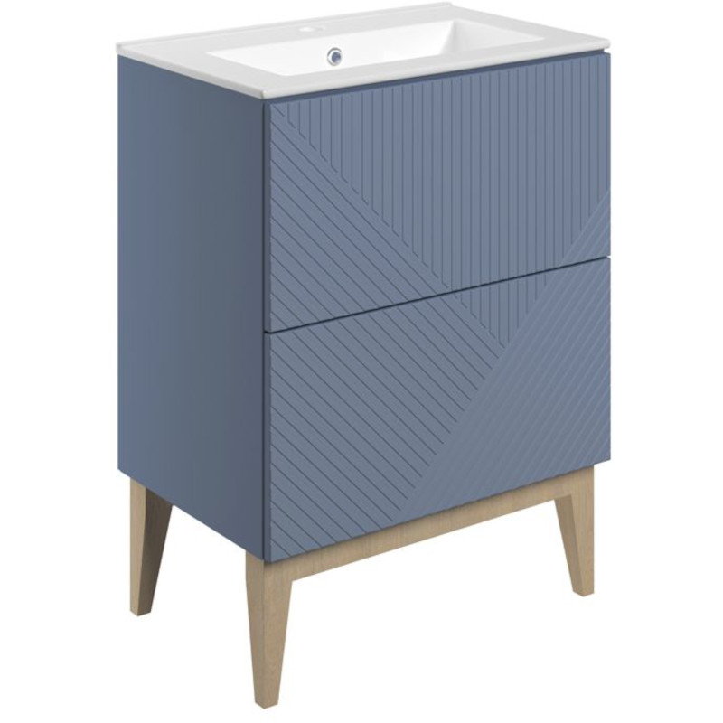 Herve 615mm Matt Smoke Blue Unit with Ceramic Basin