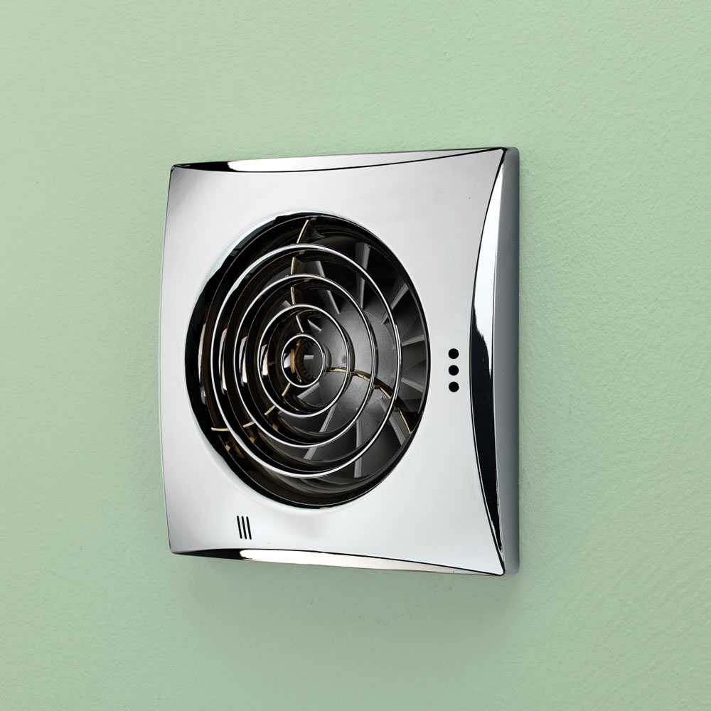 HIB Hush Chrome Wall & Ceiling Mounted Timer & Humidity Sensor Bathroom Extractor Fan