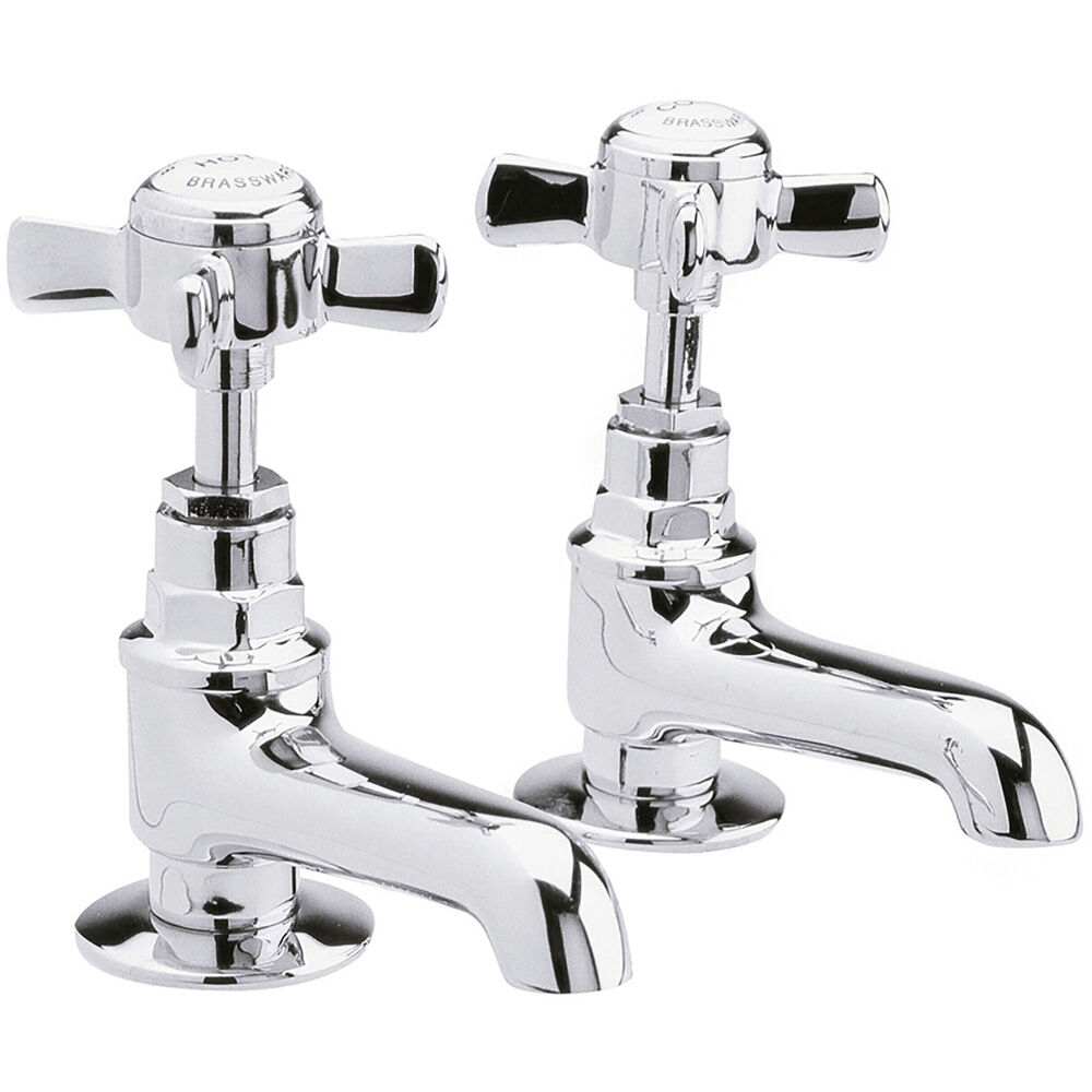 nuie Beaumont Chrome Crosshead Basin Pillar Taps