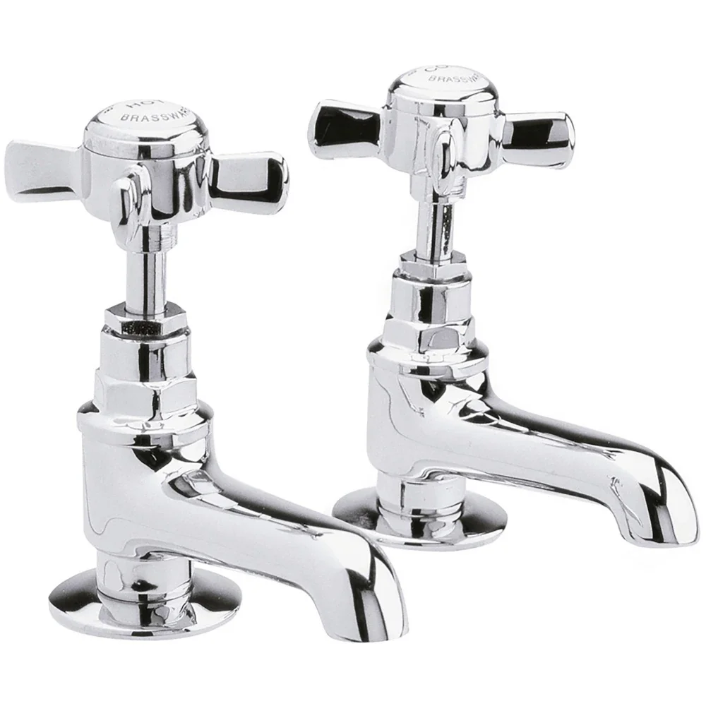 nuie Beaumont Traditional Chrome Crosshead Basin Pillar Taps