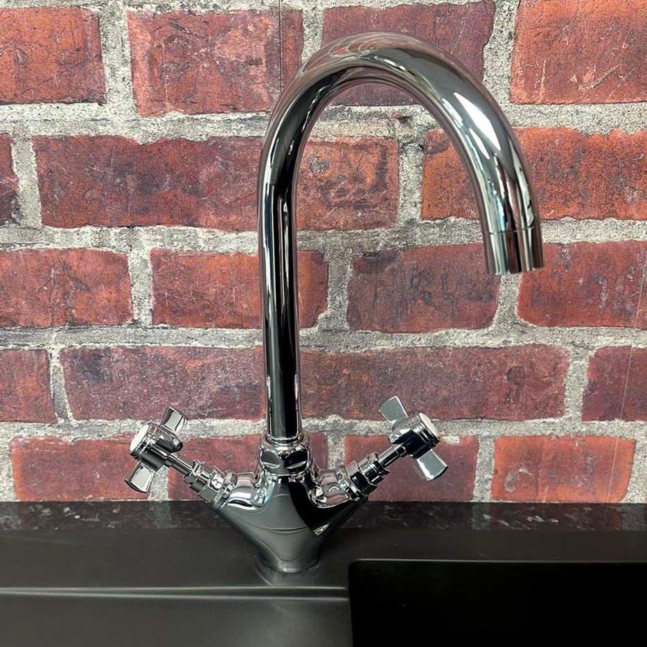 Nuie Traditional Cross-Handle Kitchen Sink Mixer Tap