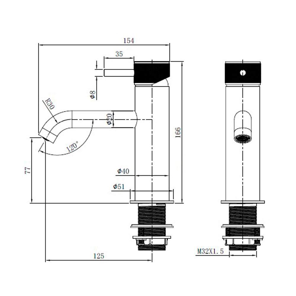 Abacus ISO Pro Side Lever Mono Basin Mixer Matt Black main image 1