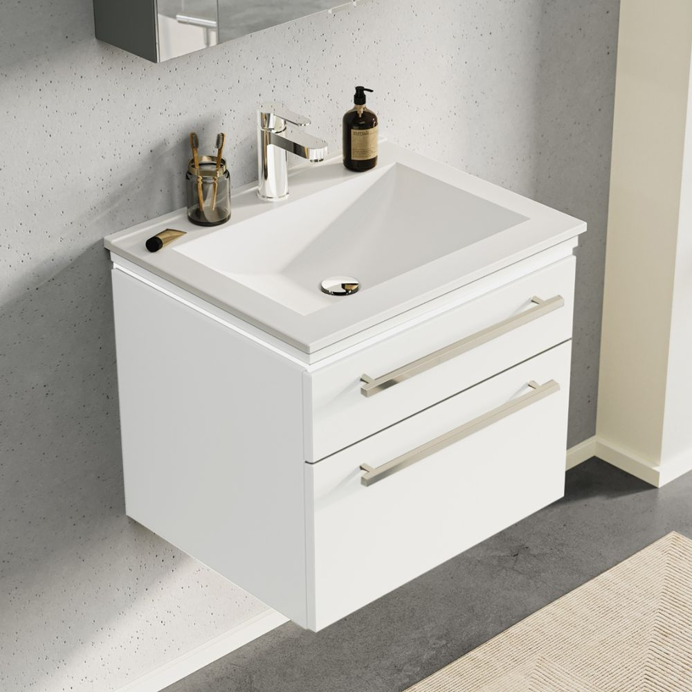 Icarus Straight 600 White Wall Hung Vanity Unit And Basin