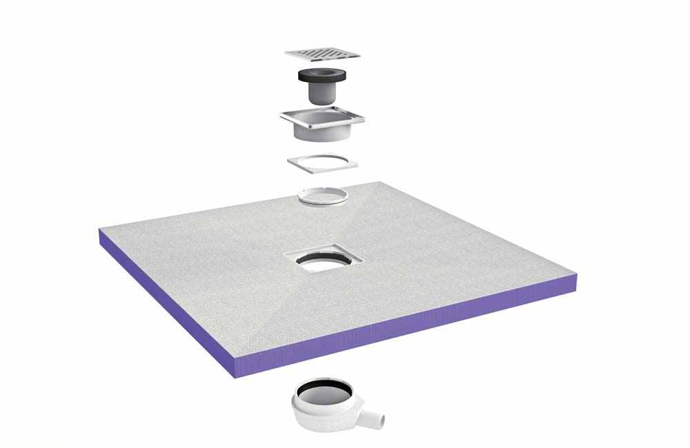 Jackoboard Aqua Flat 1000 x 1000mm Tileable Shower Tray, Centre Drain 4512291