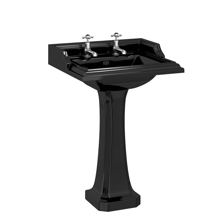 Burlington Jet Classic 650mm Basin & Pedestal - Jet Black