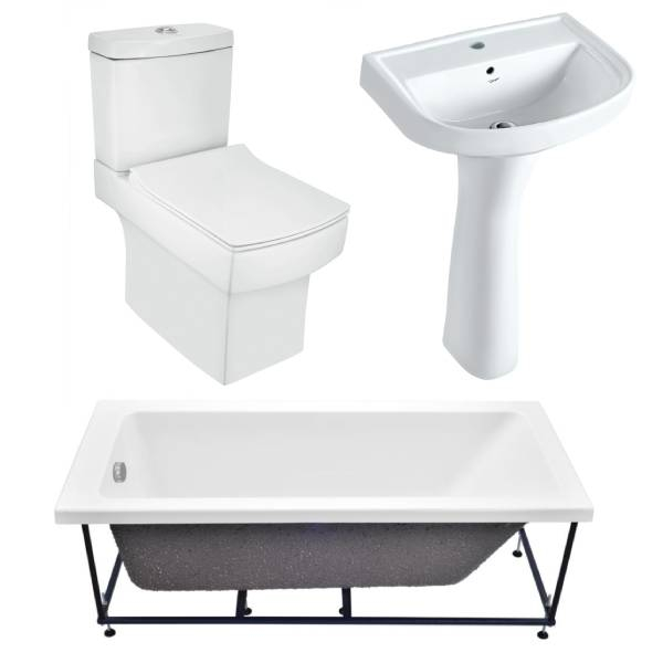 Jaquar Bathroom Suite, 560mm Basin, 1600mm Single Ended Bath And Close Couple Toilet