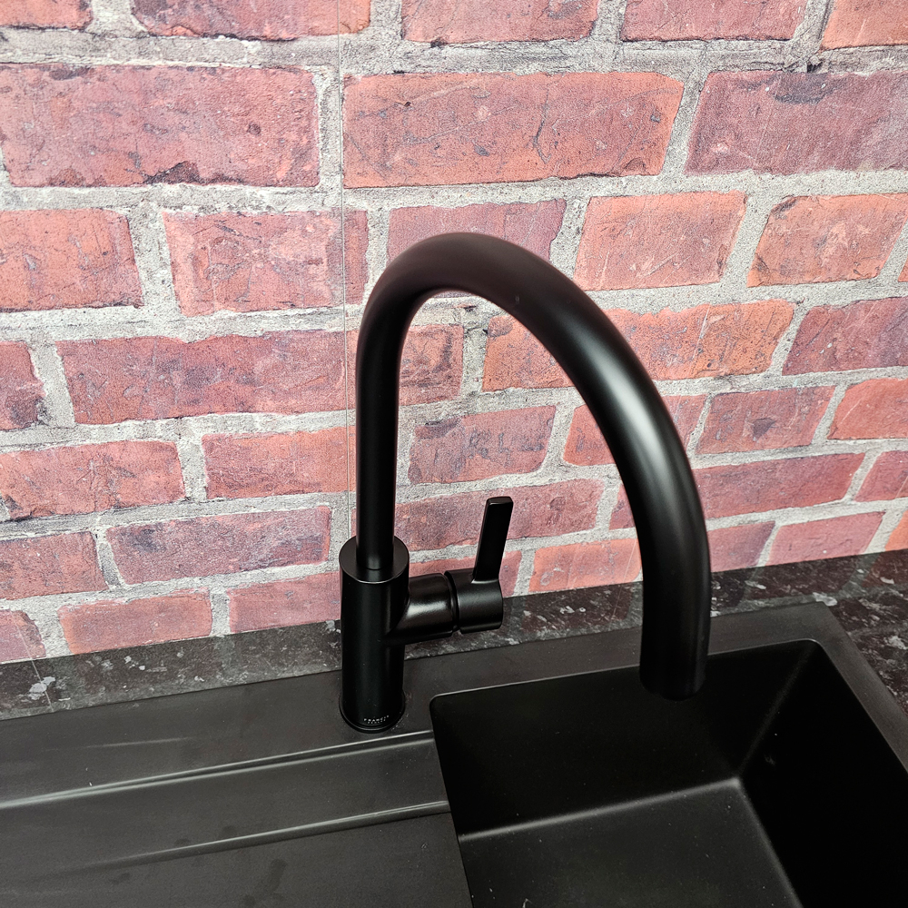 Jeroni Swan 1 Handle Matt Black Kitchen Mixer Tap Francis Pegler