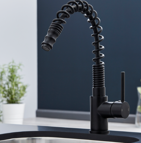 Durham Black Pull Out Spray Single Lever Monobloc Kitchen Sink Mixer Tap