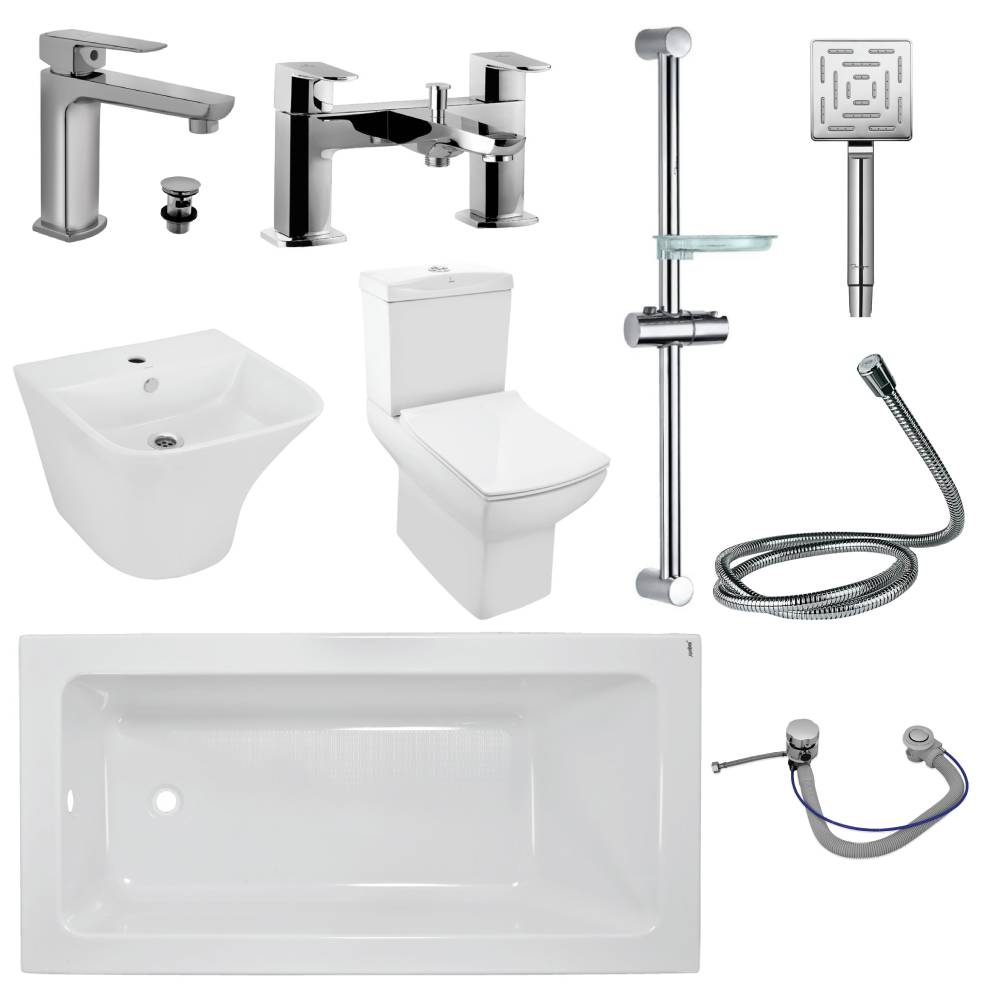 Kubix Full Bathroom Suite By Jaquar In Chrome WIth 1700MM Bath