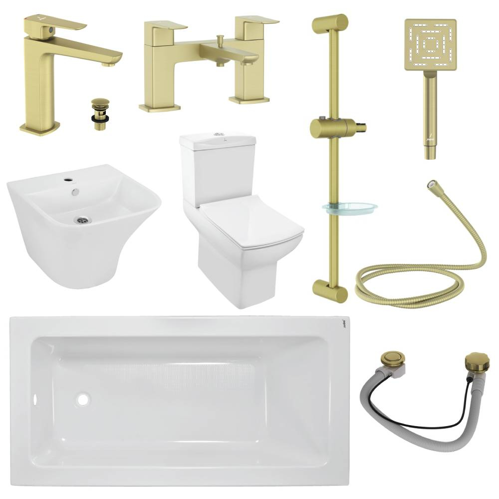 Kubix Full Bathroom Suite By Jaquar In Brass Matt WIth 1700MM Bath