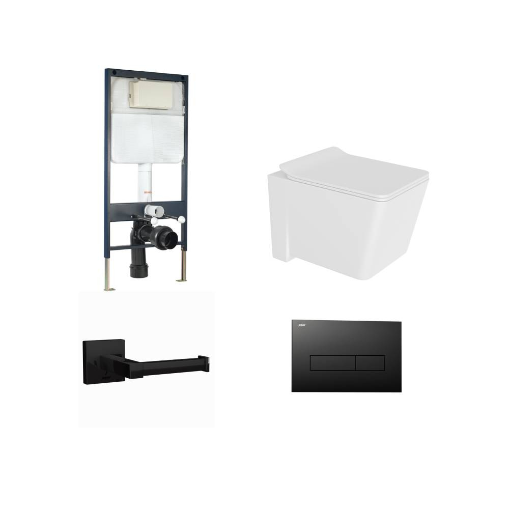 Jaquar Kubix Rimless Wall Hung Toilet Matt Black Bundle
