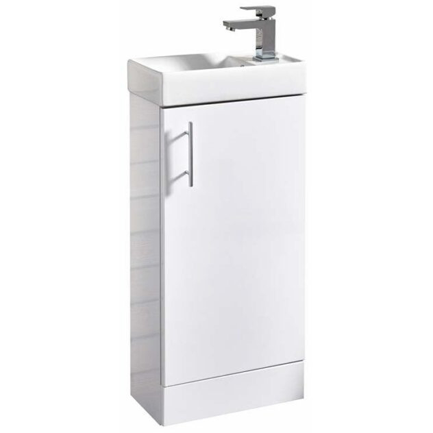 Lanza Gloss White 400mm Cloakroom Vanity Unit & Basin