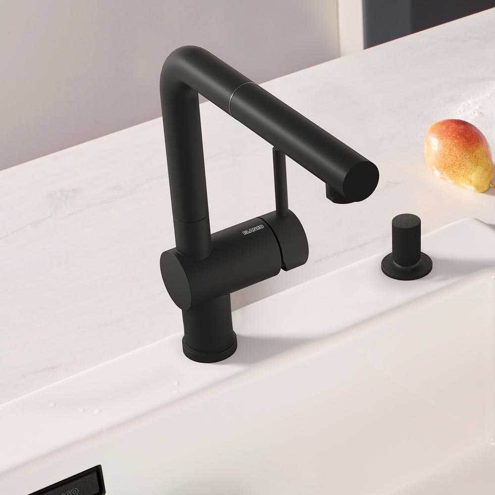 Blanco Linus-S Matt Black Pull Out Spray Mixer Tap - 525807