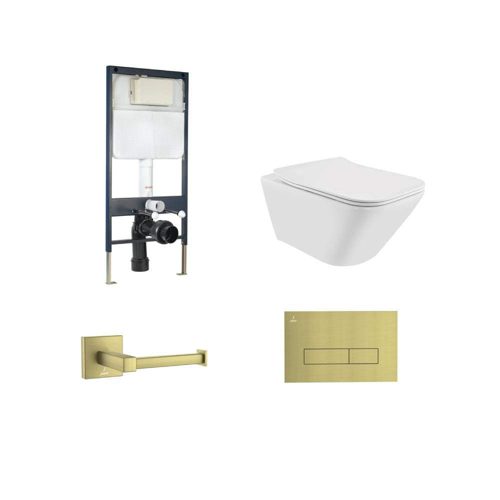 Jaquar Laguna Rimless Wall Hung Toilet Brass Matt Bundle