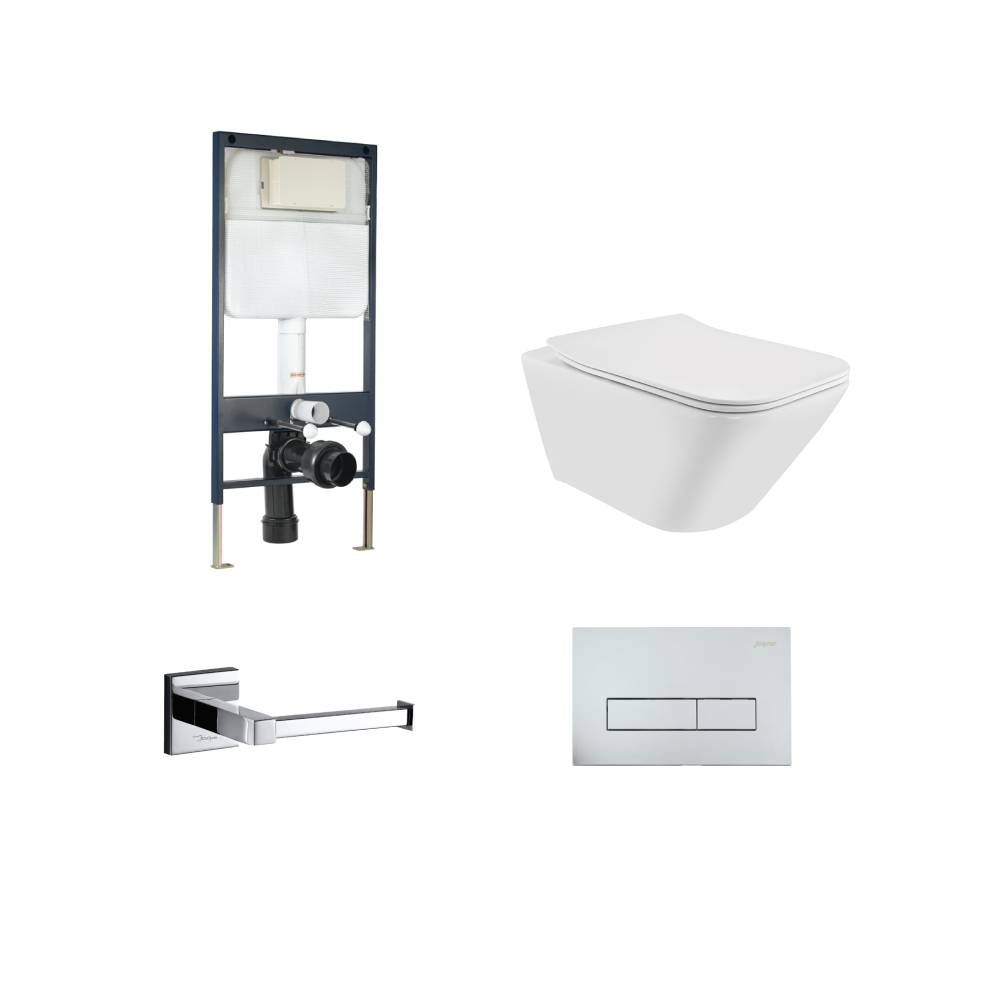 Jaquar Laguna Rimless Wall Hung Toilet Chrome Bundle