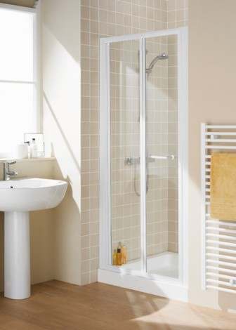 Lakes Classic 700 White Semi-Frameless Bifold Shower Door