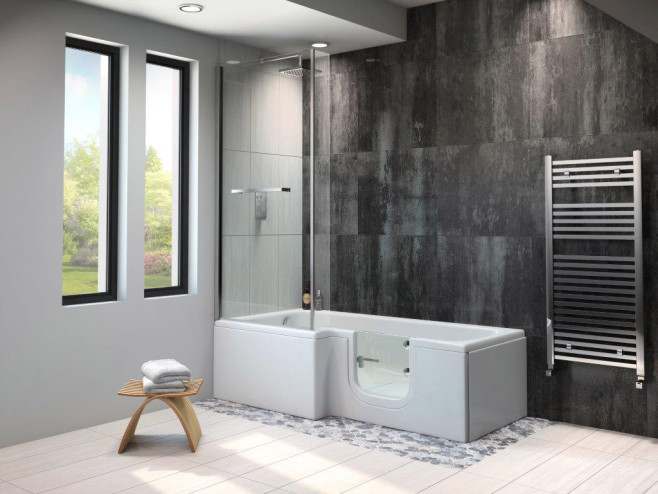 Larimar Walk-in Shower Bath - Easy Access Bath Including Front Panel (1670 x 850/700mm)