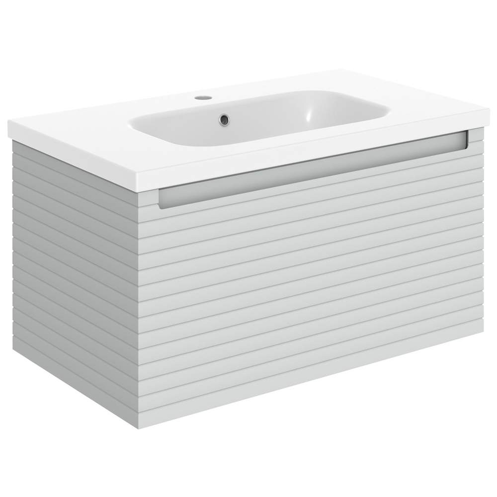 Latt 815mm Wall Hung 1 Drawer Basin Unit & Basin - Matt Mineral Grey