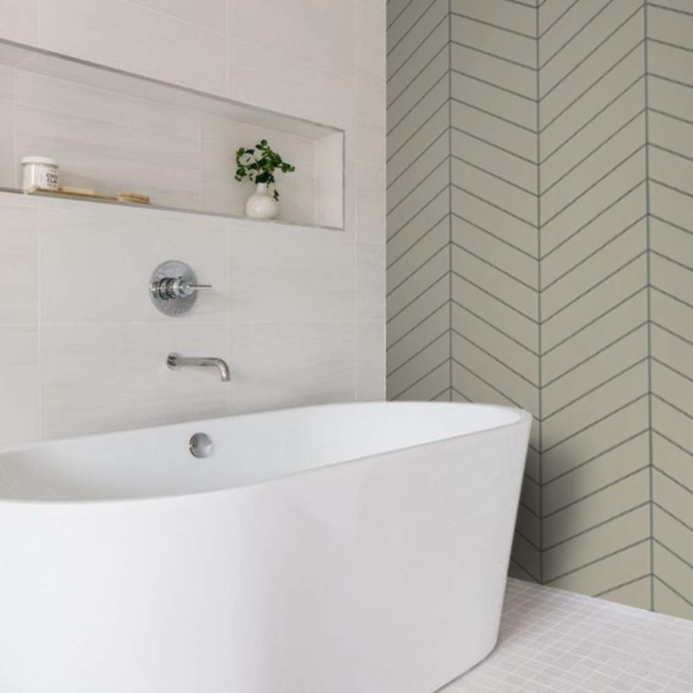 Light Grey Chevron Reflect Tile Wall Panels