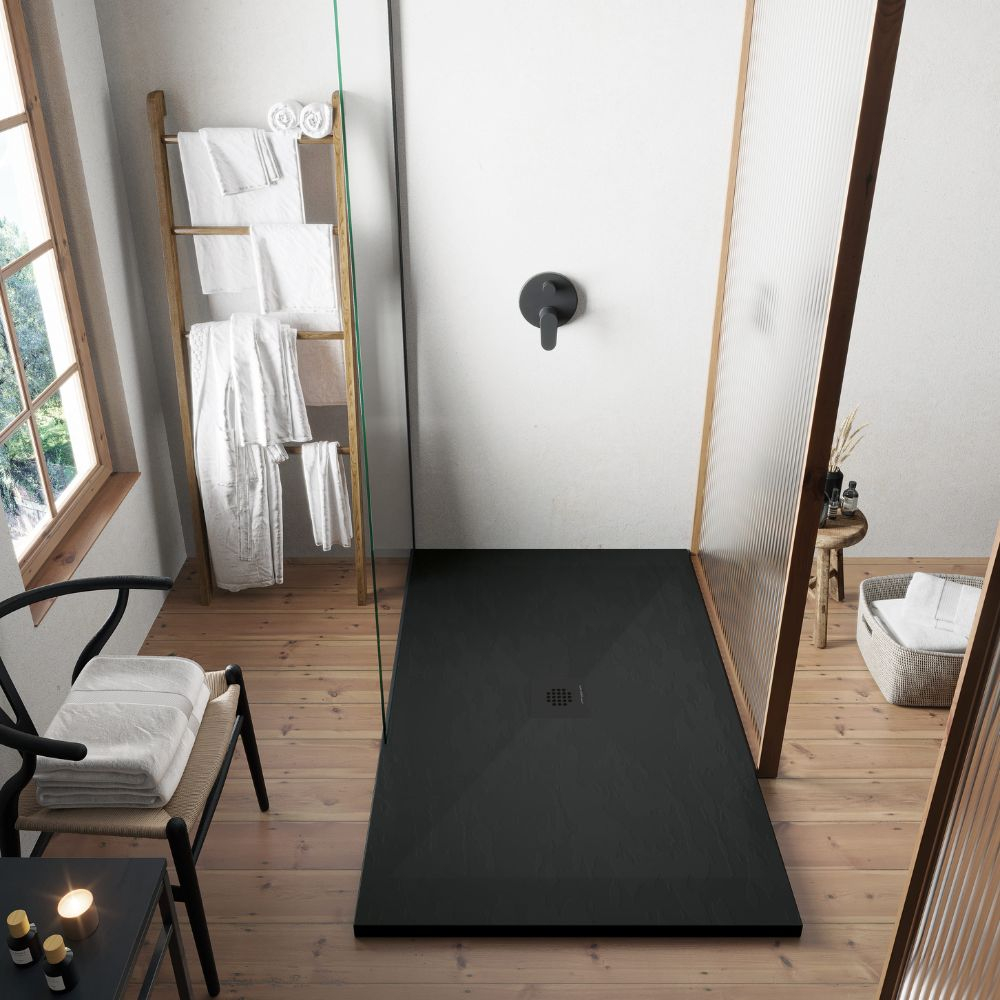 Lujo Stone 1500 x 800mm Black Slate Shower Tray Lujo Slate Shower Trays