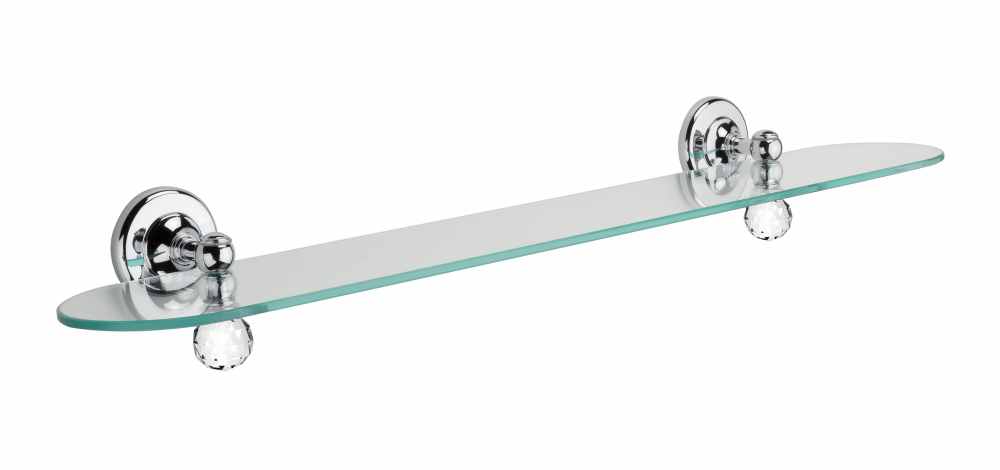 Oriental Crystal Glass Shelf - Chrome, Gold or Black Chrome