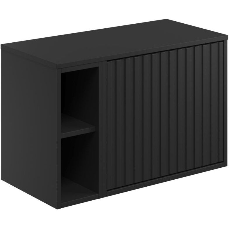 Scudo Alfie 800mm Matt Black Wall Hung Unit with Open Storage