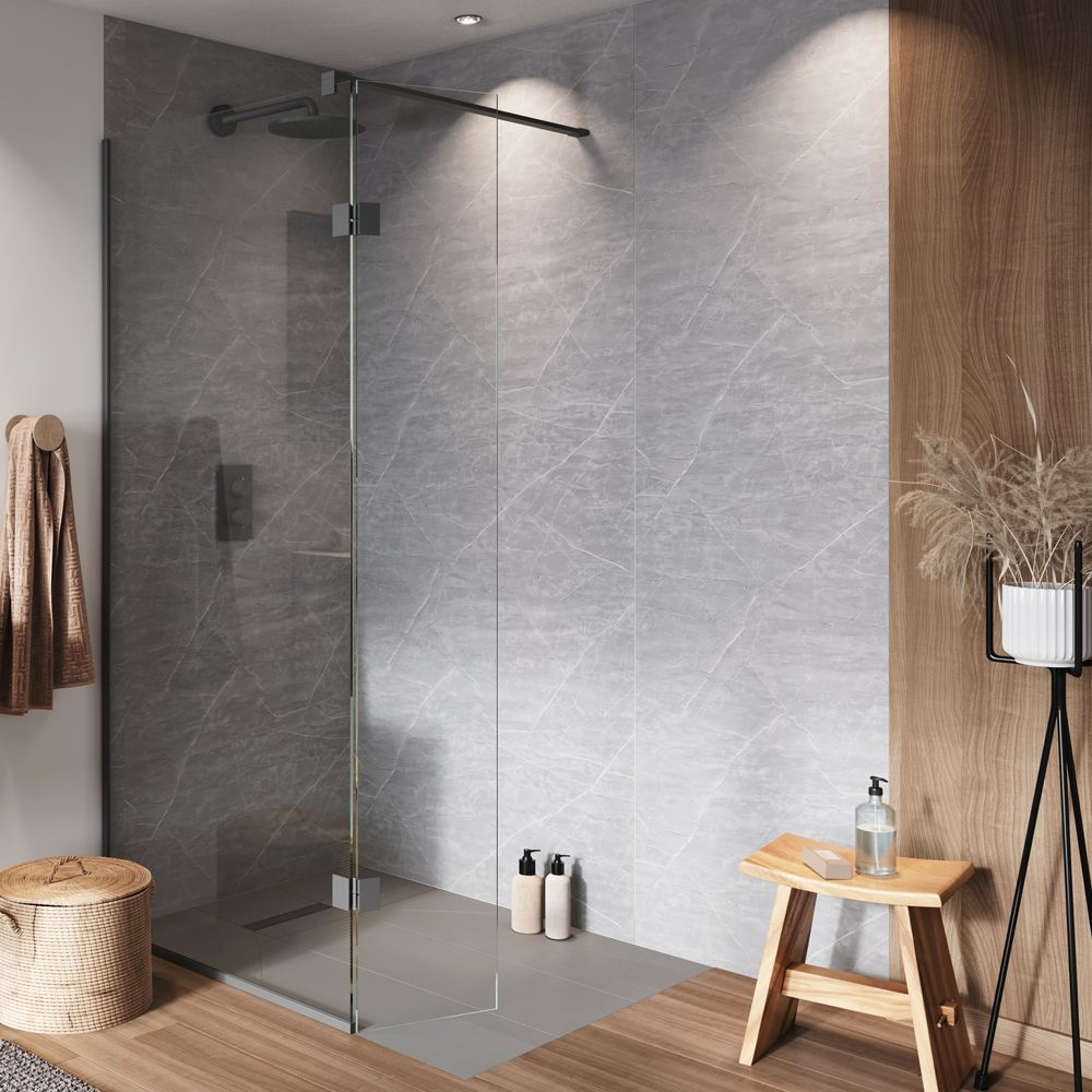 Matt Grey Marble M1 PVC Wetpanel Shower Board 2400 x 1000mm