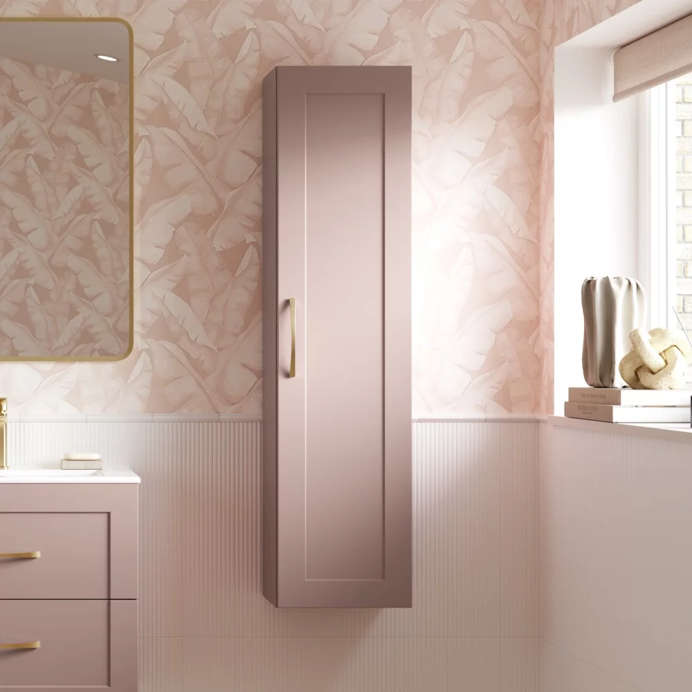 Merchtem 350mm Matt Pink Wall Hung Tall Unit