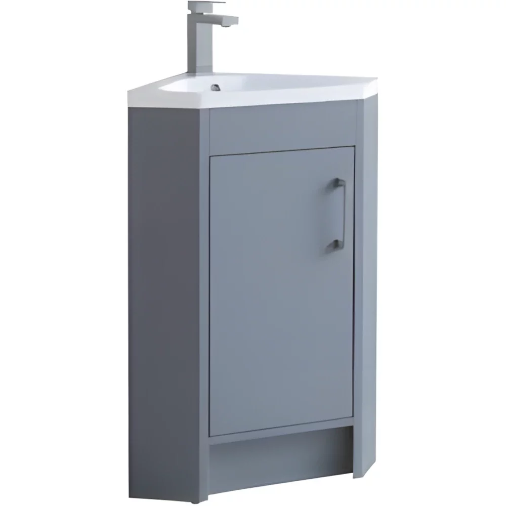 Mercia Mid Grey Gloss Waterproof Corner Vanity Unit