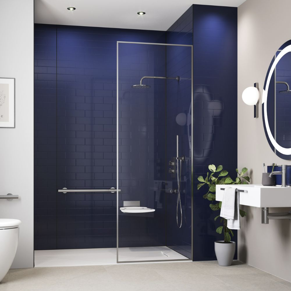 Midnight Blue Showerwall Compact Tile Effect Wall Panel - 1220 x 2400mm