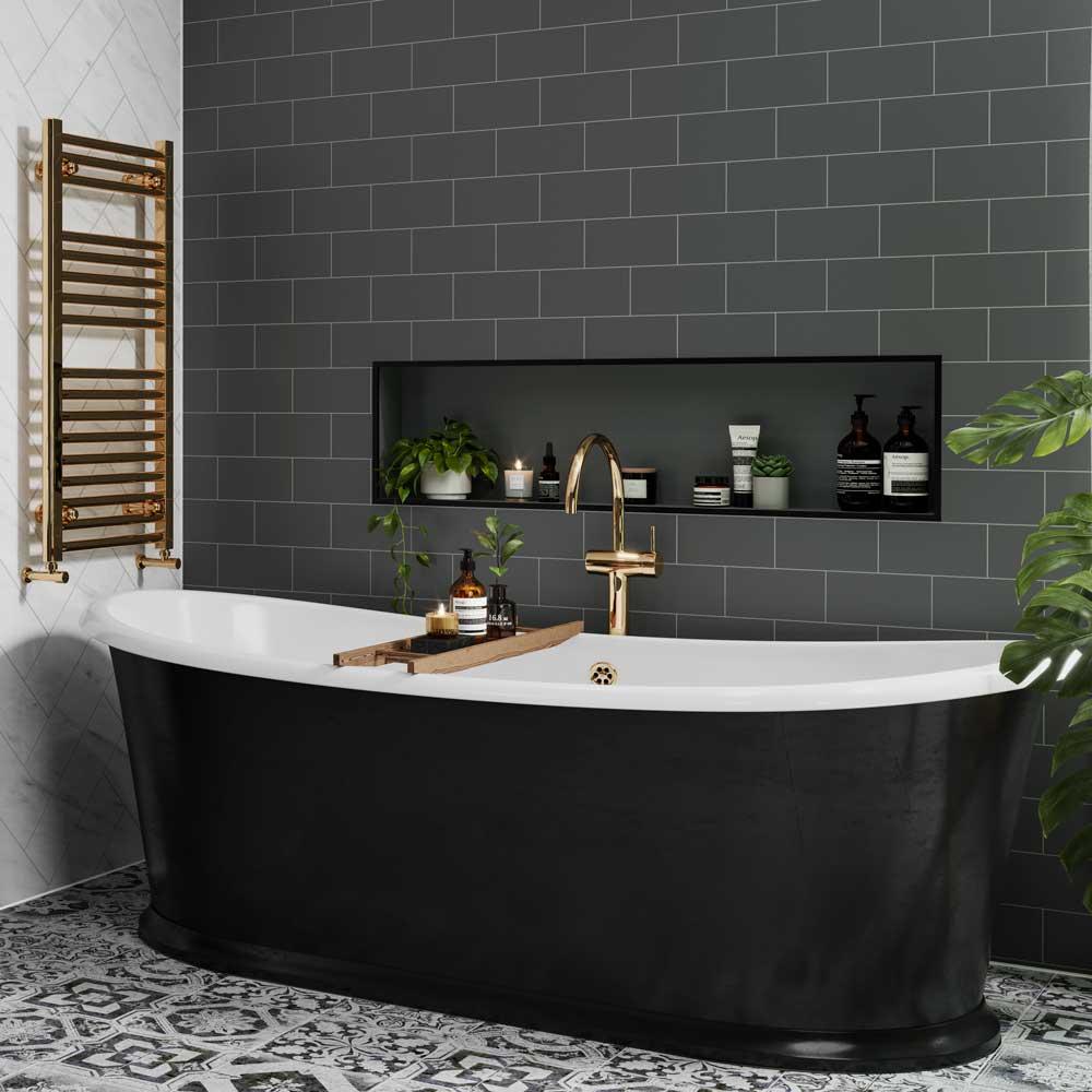 Multipanel Monument Grey Metro Tile Effect Shower Board