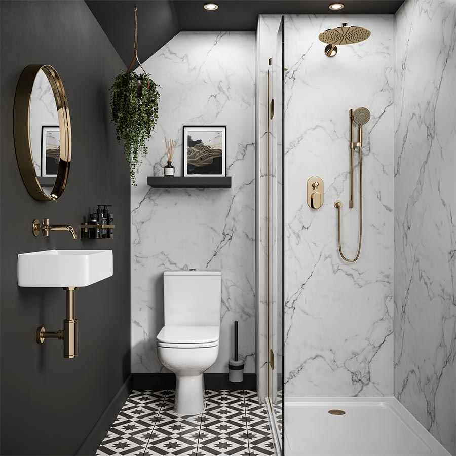 Multipanel Linda Barker Calacatta Marble Shower Panels