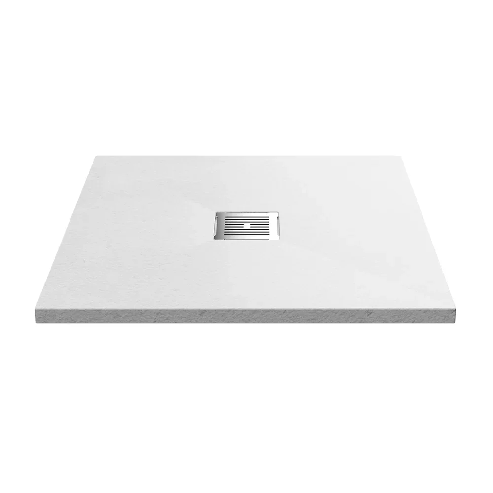 Nuie Pearlstone 800 x 800mm White Slate Slimline Rectangular Shower Tray