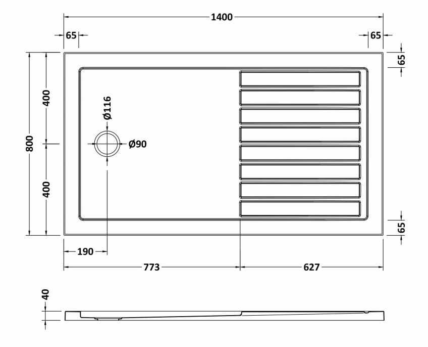 Nuie 1400 x 800 Stone Resin WalkIn Shower Tray NTP1480
