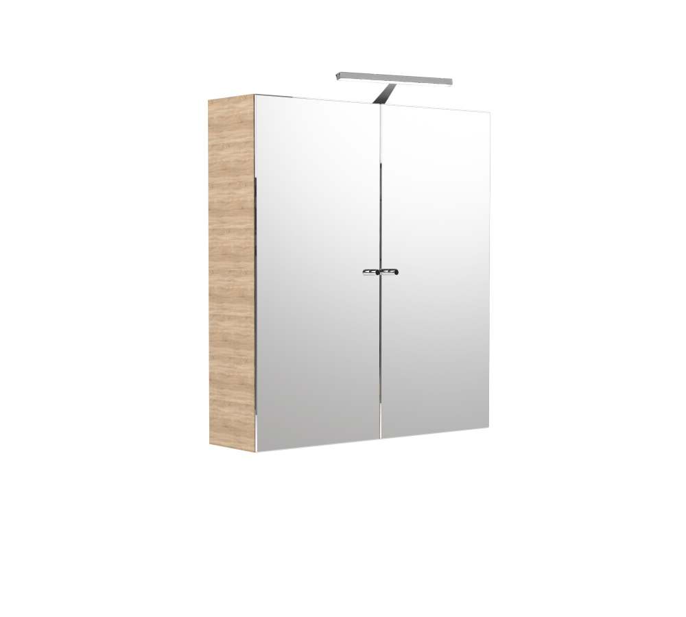 Origins by Utopia Natural Oak Double Door Mirror Cabinet With Light & Shave Socket